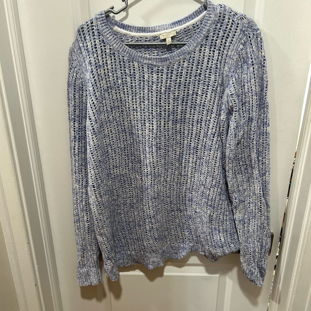 Talbots Blue and White Light Knit Sweater